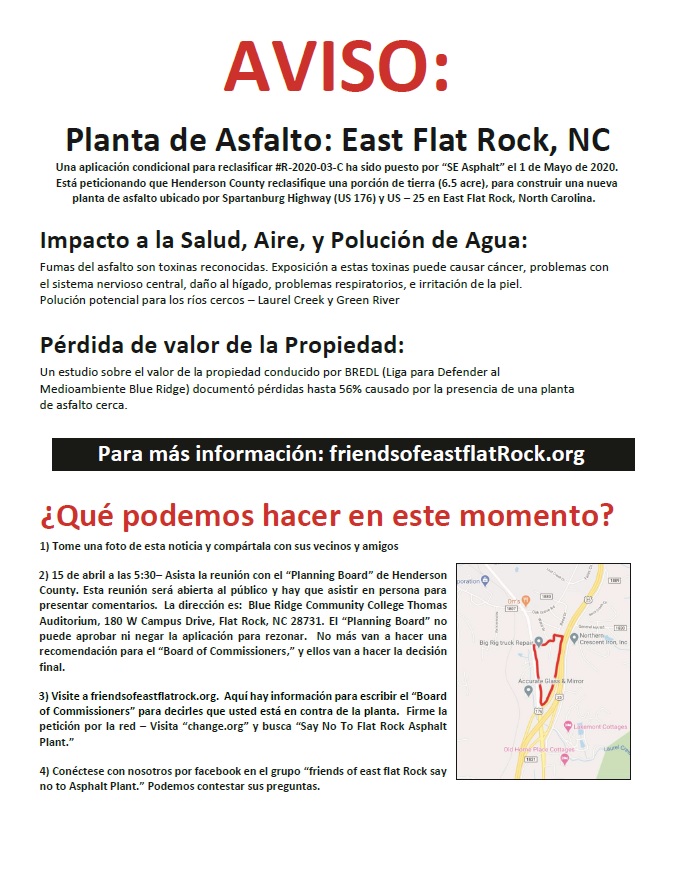 East Flat Rock se opone a la planta de asfalto propuesta