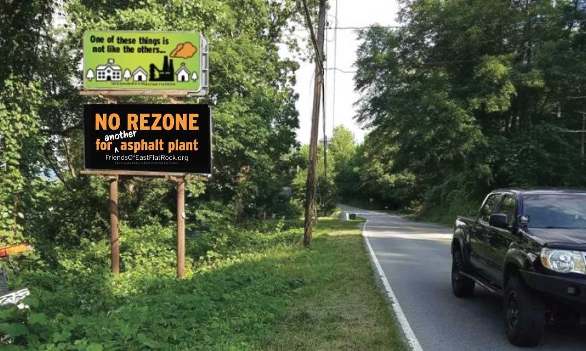 NO REZONE for Asphalt Plant billboard on Highway 64